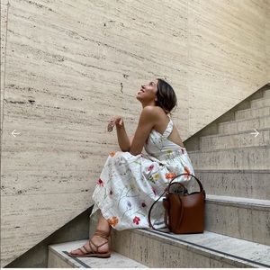 NWT H&M ankle length linen floral dress Sz xs